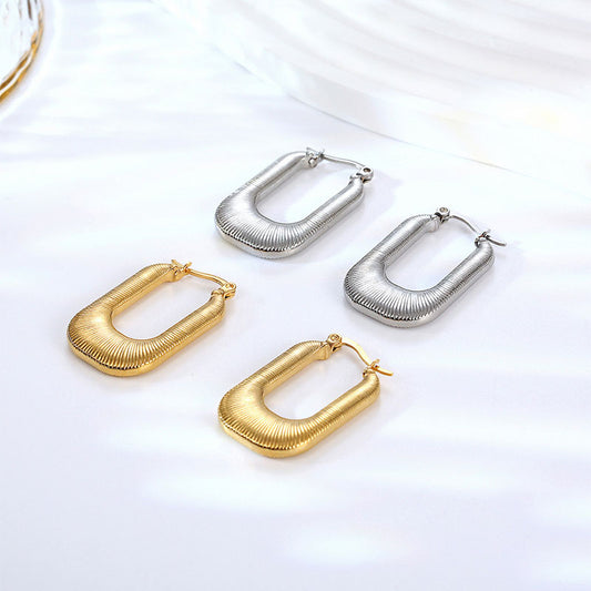 1 Pair Vintage Style Simple Style U Shape Solid Color Plating Stainless Steel 18k Gold Plated Earrings