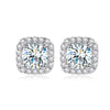 1 Pair Elegant Shiny Round Square Plating Inlay Sterling Silver Zircon Ear Studs