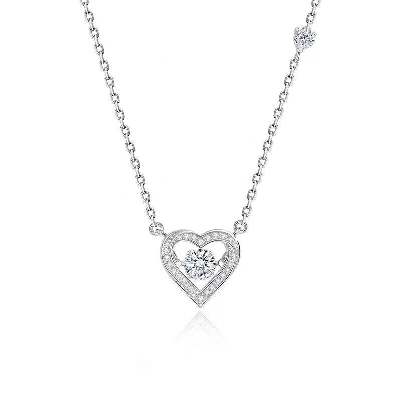 Fairy Style Heart Shape White Copper Zircon Pendant Necklace In Bulk