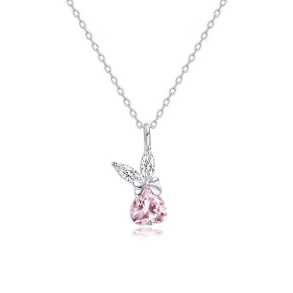 Fairy Style Heart Shape White Copper Zircon Pendant Necklace In Bulk