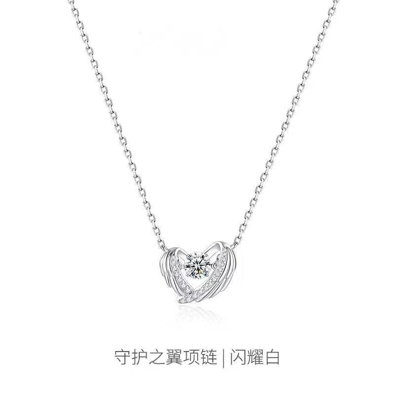 Fairy Style Heart Shape White Copper Zircon Pendant Necklace In Bulk