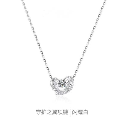 Fairy Style Heart Shape White Copper Zircon Pendant Necklace In Bulk