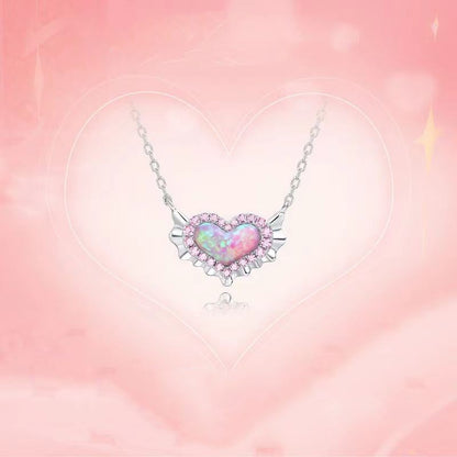 Fairy Style Heart Shape White Copper Zircon Pendant Necklace In Bulk