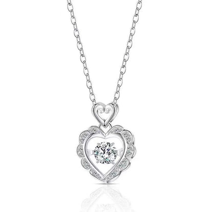 Fairy Style Heart Shape White Copper Zircon Pendant Necklace In Bulk