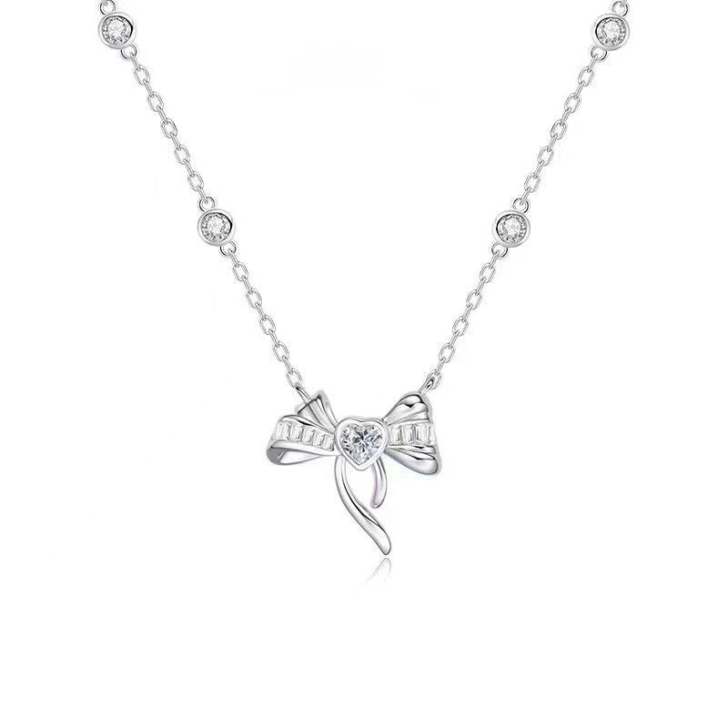 Fairy Style Heart Shape White Copper Zircon Pendant Necklace In Bulk