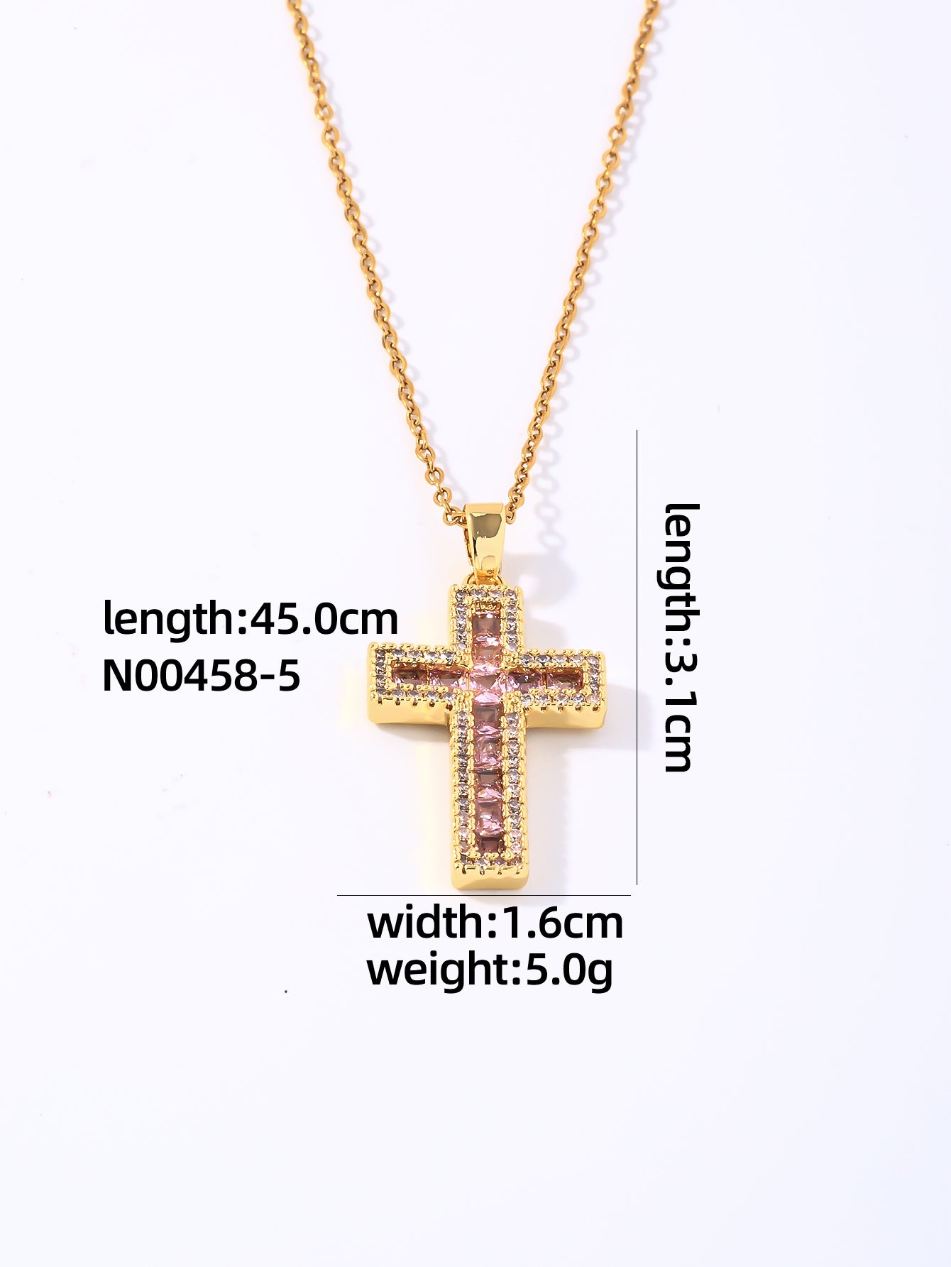 Hip-hop Vintage Style Simple Style Cross Stainless Steel Plating Inlay Zircon Gold Plated Pendant Necklace