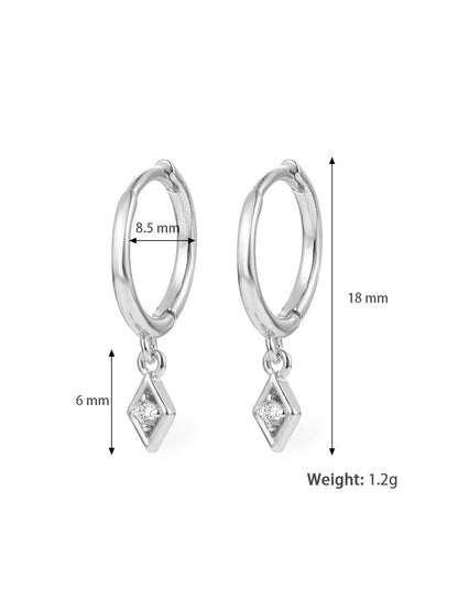 1 Pair Elegant Solid Color Plating Inlay Sterling Silver Zircon Drop Earrings