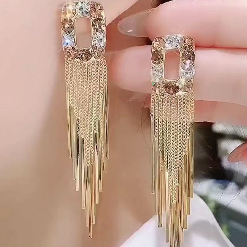 1 Pair Elegant Lady Geometric Plating Inlay Alloy Zircon Drop Earrings