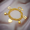 Retro Heart Shape Titanium Steel Irregular Plating 18k Gold Plated Bracelets