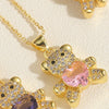 Simple Style Little Bear Copper Plating Inlay Zircon 14k Gold Plated Pendant Necklace