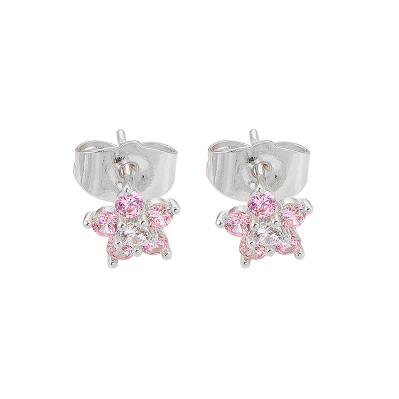 1 Pair Simple Style Flower Plating Inlay Copper Zircon White Gold Plated Gold Plated Ear Studs