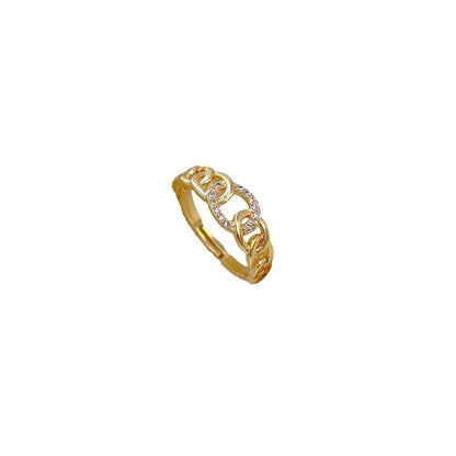 Simple Style Classic Style Solid Color Brass Plating Inlay Artificial Gemstones Gold Plated Open Rings