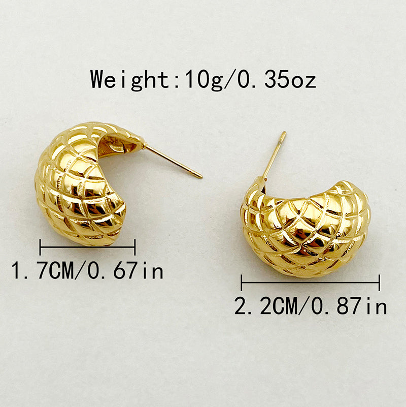 1 Pair Casual Modern Style Classic Style C Shape Plating Inlay Stainless Steel Zircon Gold Plated Ear Studs