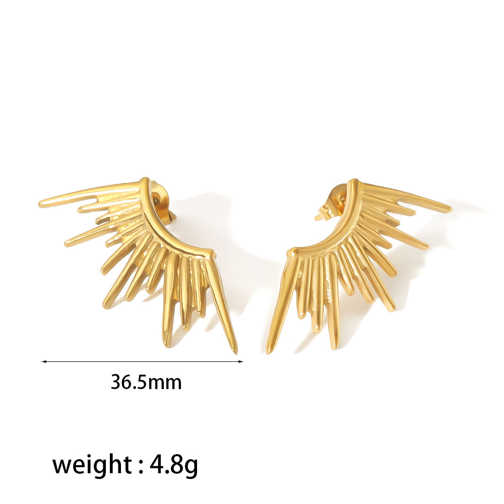 304 Stainless Steel 18K Gold Plated Simple Style Polishing Plating Sun Earrings Necklace