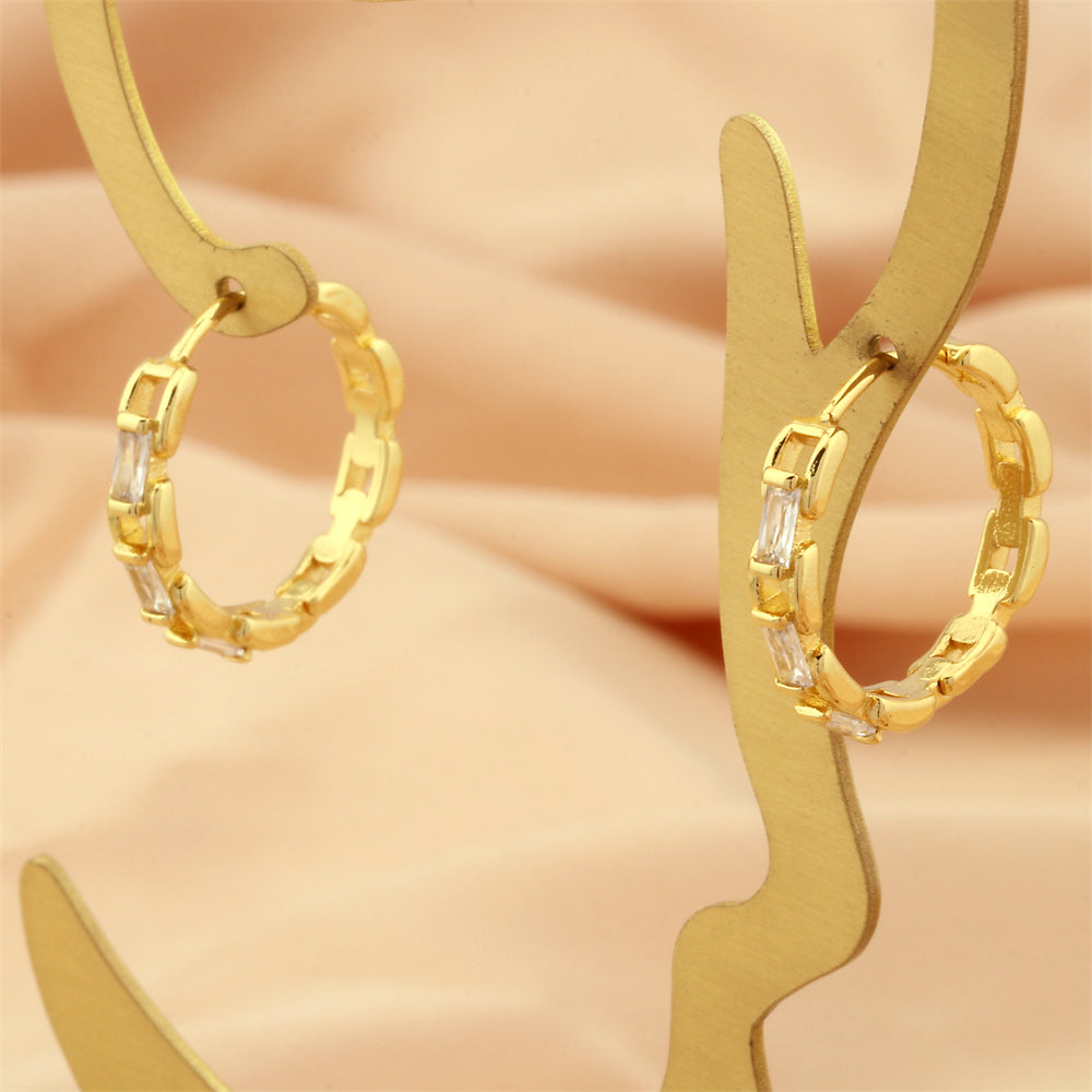 1 Pair Retro Simple Style Circle Plating Inlay Copper Zircon 18k Gold Plated Hoop Earrings