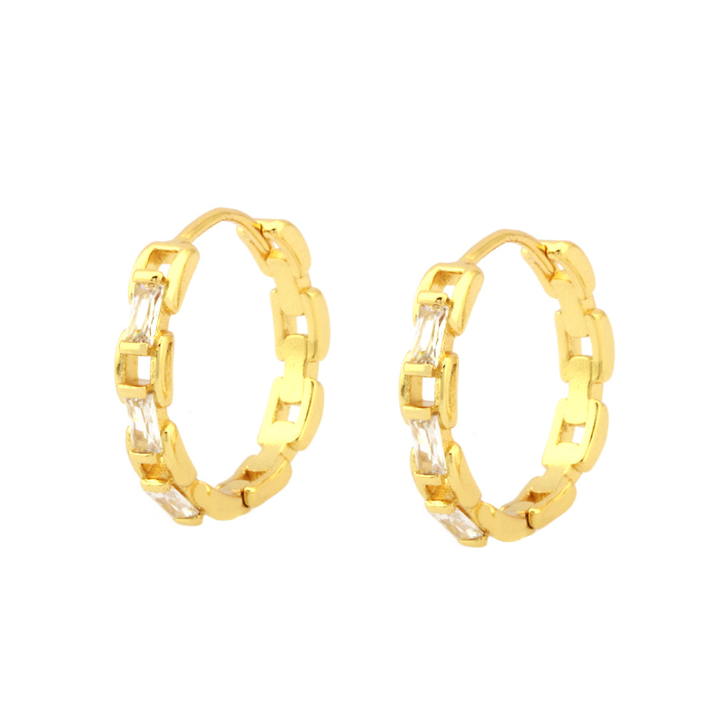 1 Pair Retro Simple Style Circle Plating Inlay Copper Zircon 18k Gold Plated Hoop Earrings