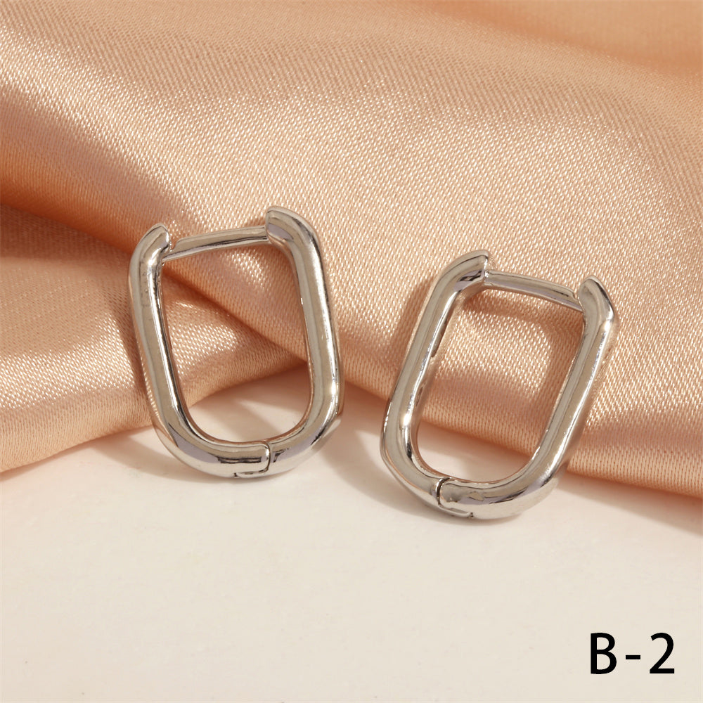 1 Pair Simple Style U Shape Round Plating Copper 18k Gold Plated Hoop Earrings