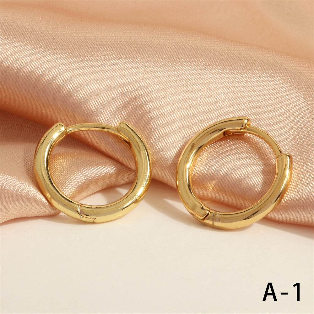 1 Pair Simple Style U Shape Round Plating Copper 18k Gold Plated Hoop Earrings