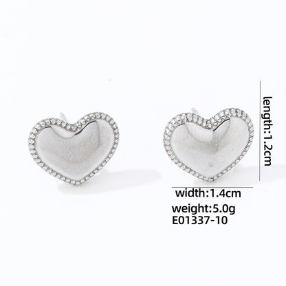 1 Pair Cute Simple Style Heart Shape Polishing Plating Stainless Steel White Gold Plated Gold Plated Ear Studs