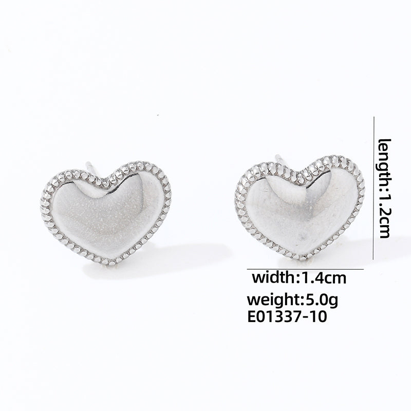 1 Pair Cute Simple Style Heart Shape Polishing Plating Stainless Steel White Gold Plated Gold Plated Ear Studs