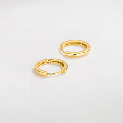 1 Pair Simple Style Circle Plating Sterling Silver 18k Gold Plated Earrings