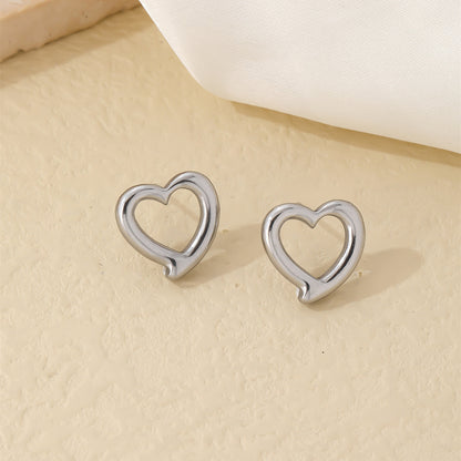 1 Pair Cute Simple Style Heart Shape Polishing Plating Stainless Steel White Gold Plated Gold Plated Ear Studs