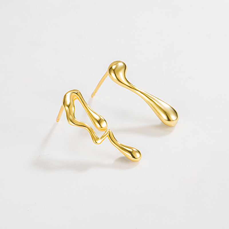 1 Pair Simple Style Irregular Asymmetrical Plating Sterling Silver 18k Gold Plated Ear Studs