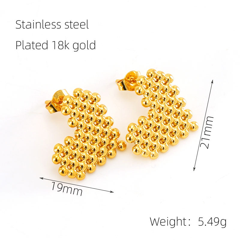 1 Pair Elegant Solid Color Plating Stainless Steel Gold Plated Ear Studs