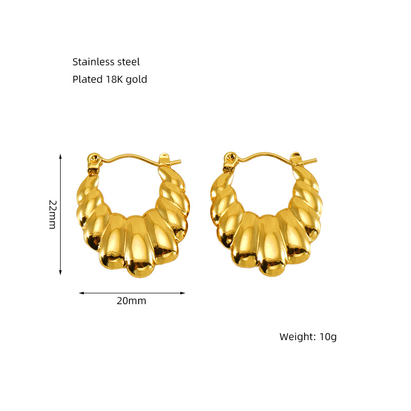 1 Pair Elegant Solid Color Plating Stainless Steel Gold Plated Earrings