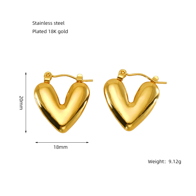 1 Pair Elegant Solid Color Plating Stainless Steel Gold Plated Earrings