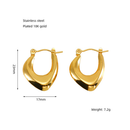 1 Pair Elegant Solid Color Plating Stainless Steel Gold Plated Earrings