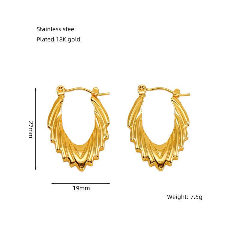 1 Pair Elegant Solid Color Plating Stainless Steel Gold Plated Earrings