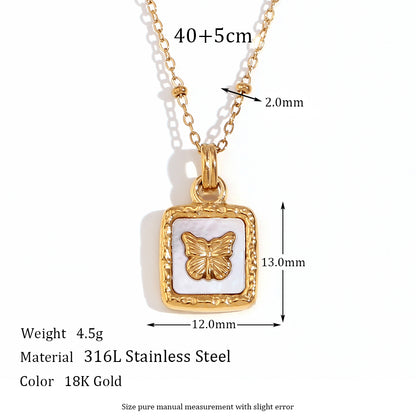 Basic Vintage Style Classic Style Butterfly Stainless Steel Plating 18k Gold Plated Pendant Necklace