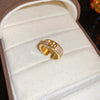 Elegant Lady Geometric Copper Inlay Zircon Open Rings