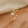 Simple Style Round Copper 18k Gold Plated Artificial Pearls Zircon Open Rings In Bulk