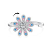 Elegant Lady Geometric Flower Butterfly Sterling Silver Plating Inlay Zircon Rings