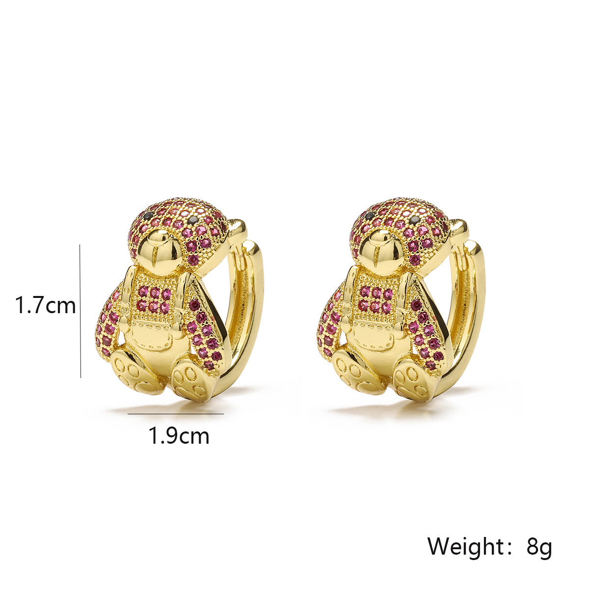 1 Pair Simple Style Commute Animal Plating Inlay Copper Zircon 18k Gold Plated Earrings