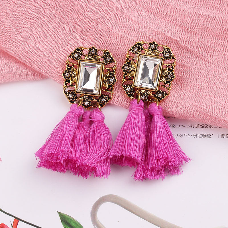 1 Pair Ig Style Color Block Spray Paint Plating Inlay Alloy Gold Plated Drop Earrings