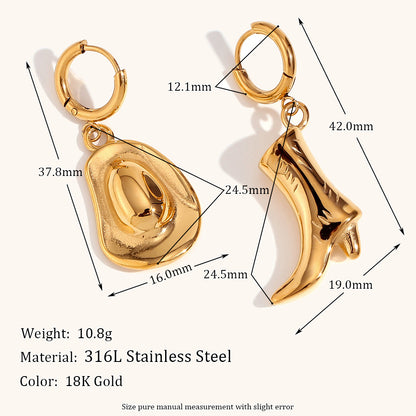 1 Pair Simple Style Solid Color Plating Stainless Steel 18k Gold Plated Earrings