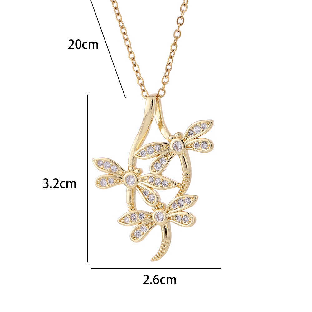 Elegant Streetwear Insect Copper Plating Inlay Zircon Pendant Necklace