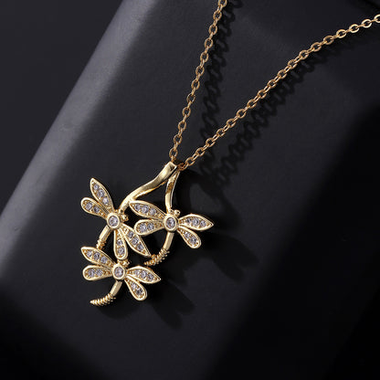 Elegant Streetwear Insect Copper Plating Inlay Zircon Pendant Necklace