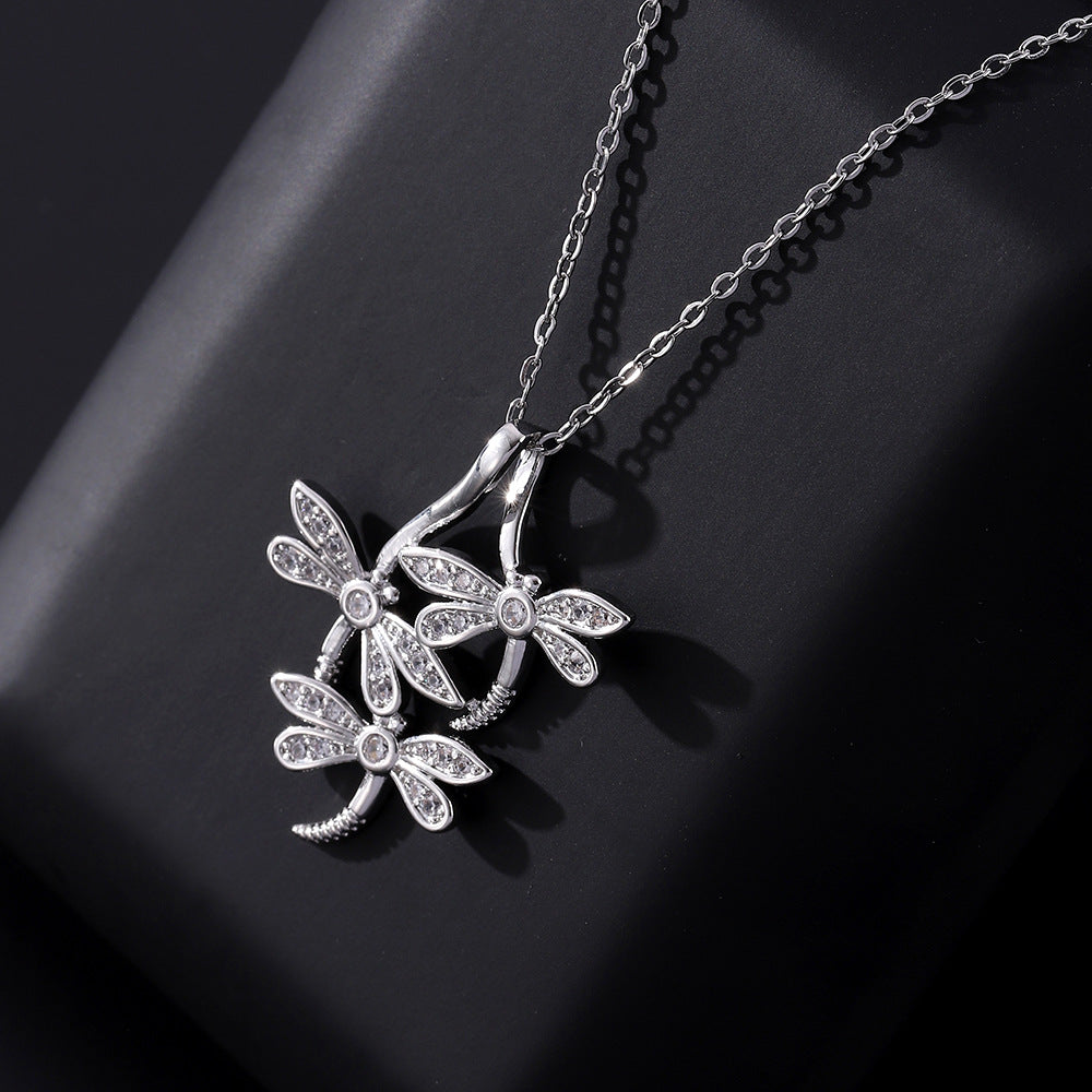 Elegant Streetwear Insect Copper Plating Inlay Zircon Pendant Necklace