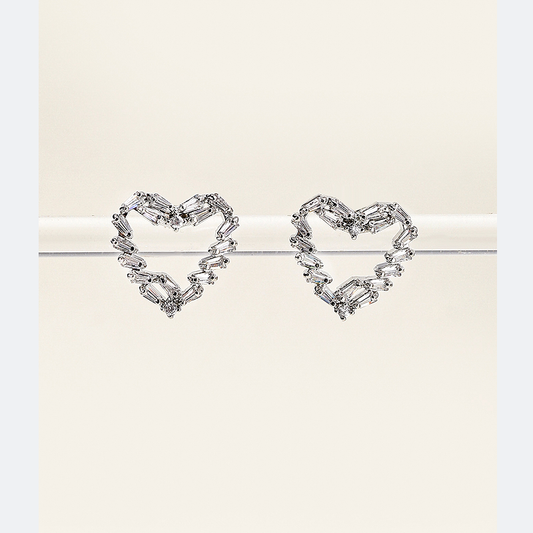 1 Pair Basic Shiny Heart Shape Plating Inlay Copper Zircon Ear Studs