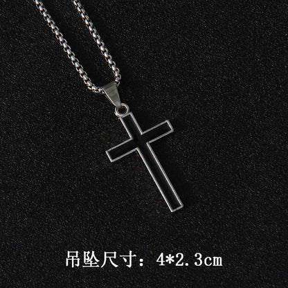 Fashion Cross Stainless Steel Alloy Inlay Rhinestones Unisex Pendant Necklace 1 Piece