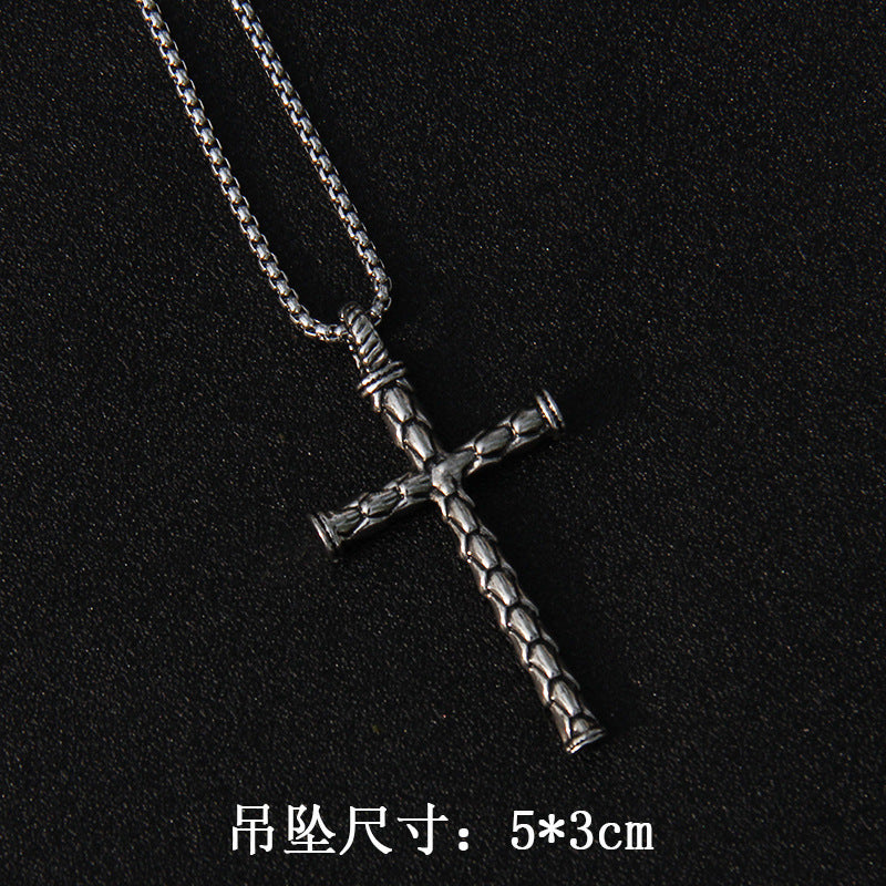 Fashion Cross Stainless Steel Alloy Inlay Rhinestones Unisex Pendant Necklace 1 Piece