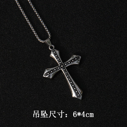 Fashion Cross Stainless Steel Alloy Inlay Rhinestones Unisex Pendant Necklace 1 Piece