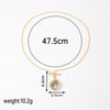 Vintage Style Round Copper Plating Inlay Artificial Crystal 18k Gold Plated Pendant Necklace