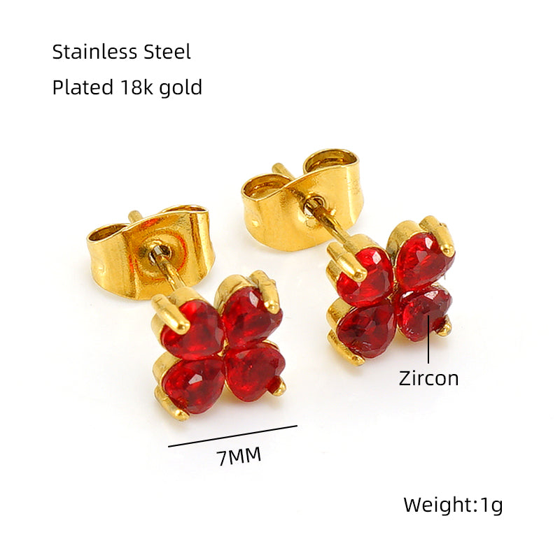 1 Pair Elegant Classical Vintage Style Flower Bow Knot Plating Inlay Stainless Steel Zircon 18k Gold Plated Ear Studs