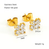 1 Pair Elegant Classical Vintage Style Flower Bow Knot Plating Inlay Stainless Steel Zircon 18k Gold Plated Ear Studs