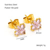 1 Pair Elegant Classical Vintage Style Flower Bow Knot Plating Inlay Stainless Steel Zircon 18k Gold Plated Ear Studs